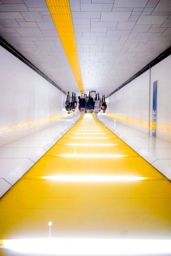 View of illuminated escalator