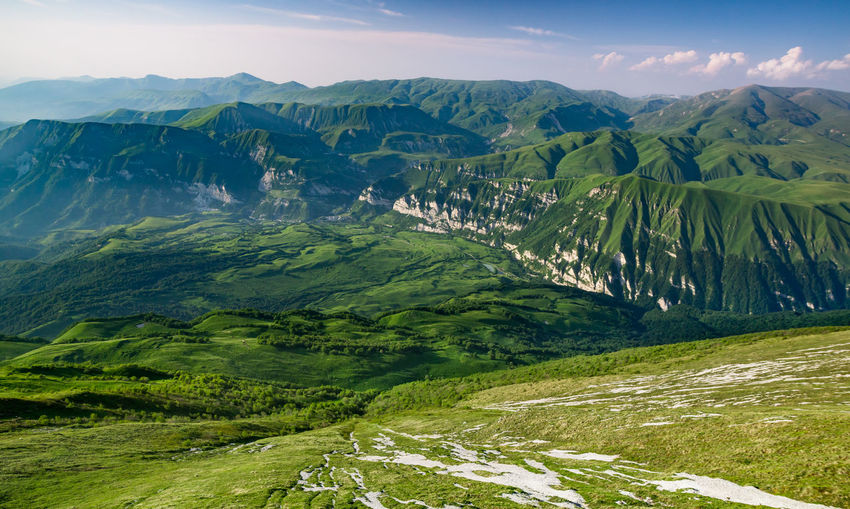 Alpine meadows in mountainous chechnya in the caucasus