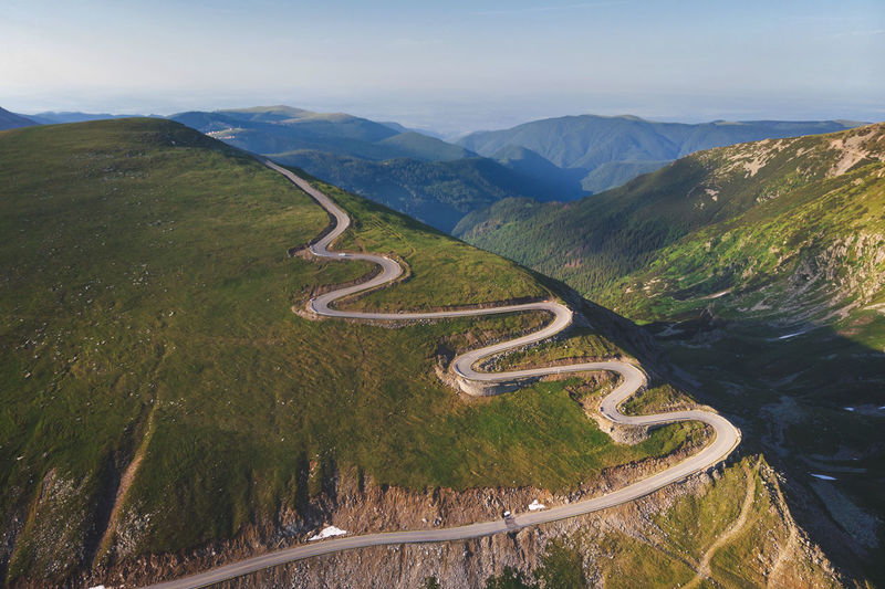 High angle view of road on mountain against sky