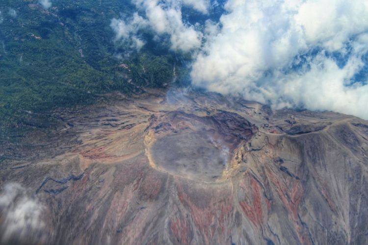 Aerial view of volcanic landscape