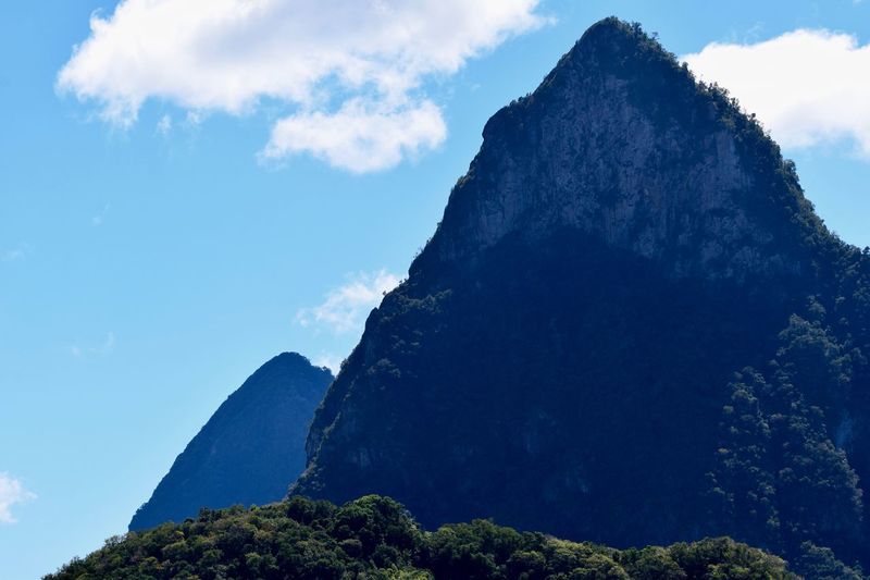 Low angle view of mountains against sky