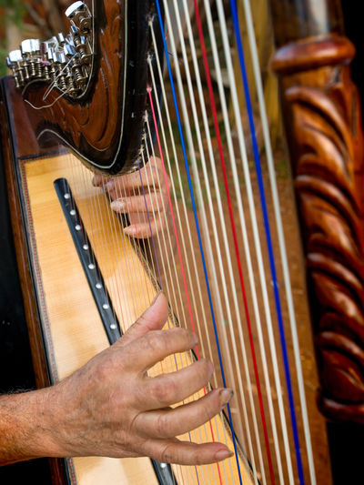 Latin hands playing the harp