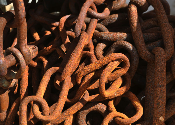 Close-up of rusty metallic chain