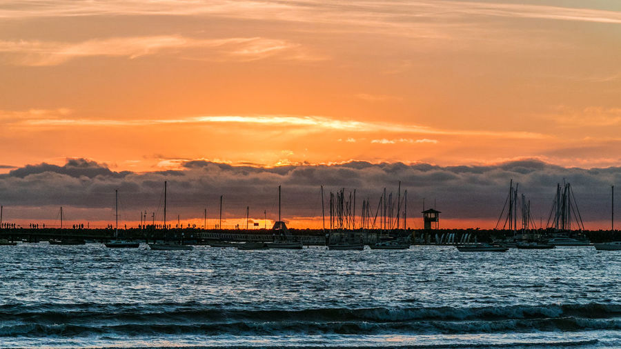 Sunset at the marina of melbourne, australia