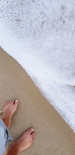 High angle view of man on beach