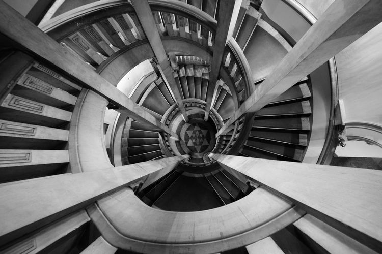 Directly above shot of spiral staircase at rathaus hannover