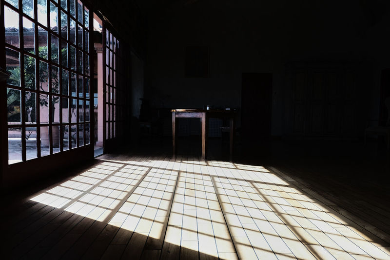 Sunlight falling on floor in building