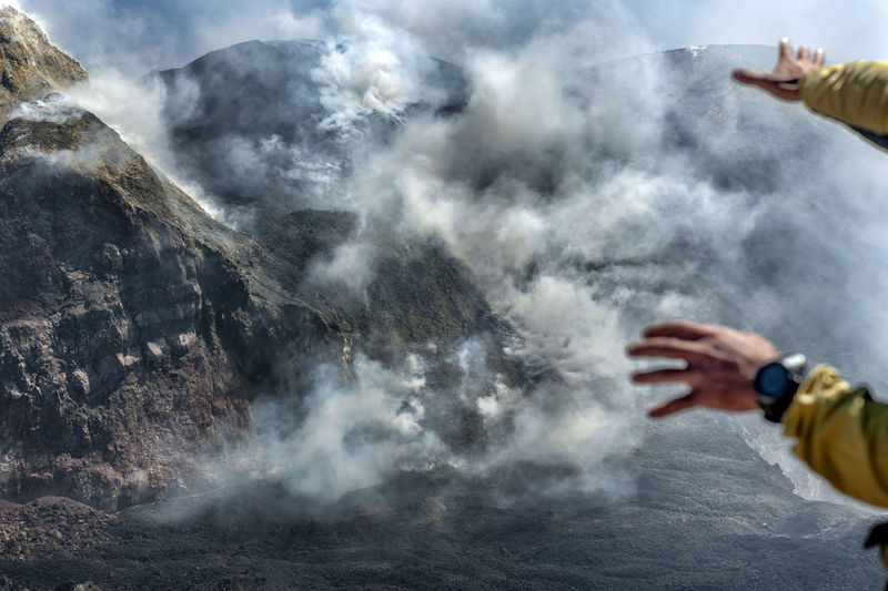 Etna volcano, inside the bocca nuova crater. sicily