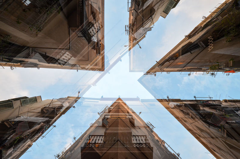 Low angle view of buildings against sky