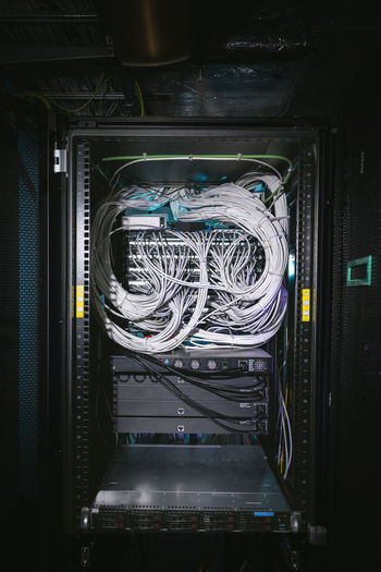 Bunch of cables in server room