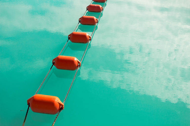High angle view of ropes on swimming pool
