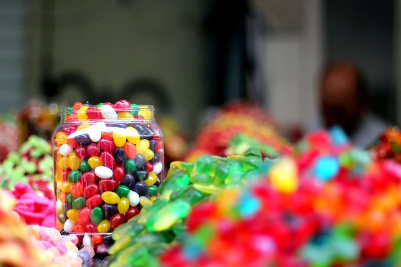 Close-up of colorful candies for sale
