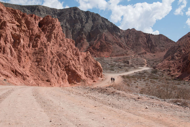 People hiking beautiful landscape