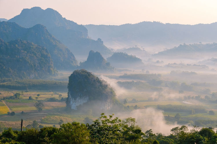 Scenic view of mountains against sky