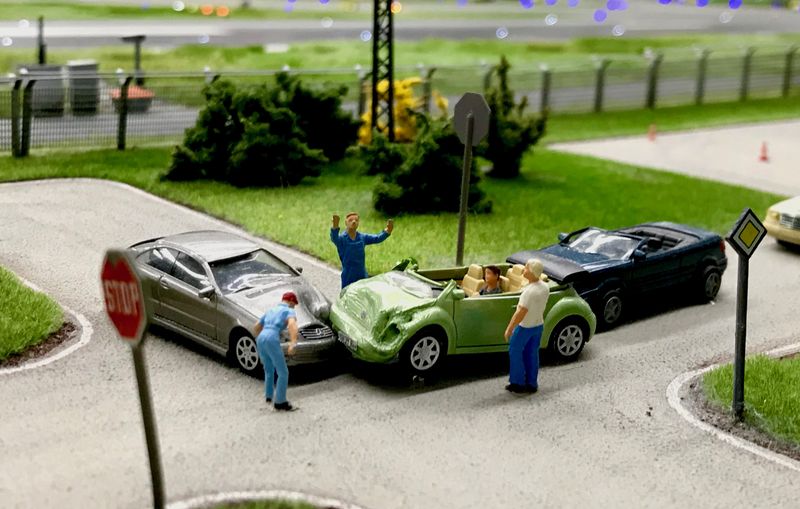 View of toy car on road