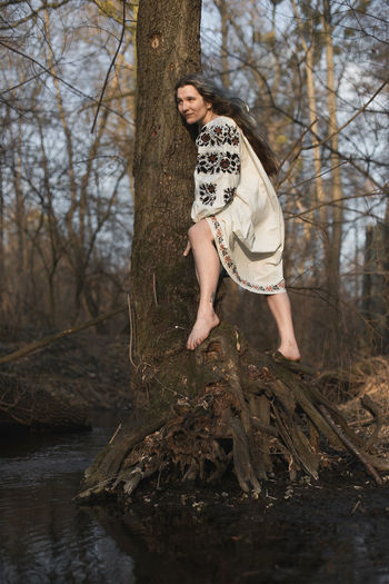 Fearless ukrainian barefoot woman scenic photography