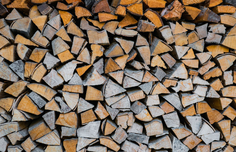 Firewood closeup for burning, wooden firewood