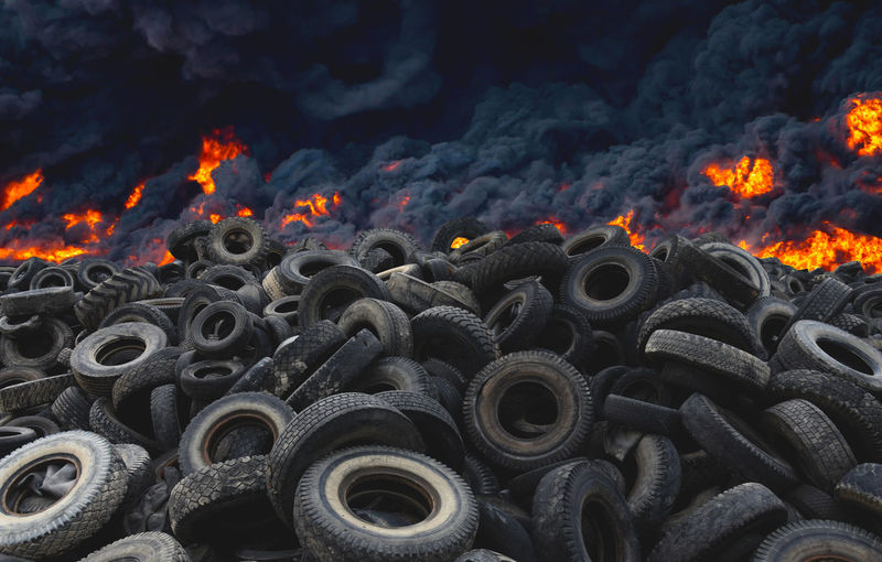 View of burning tires