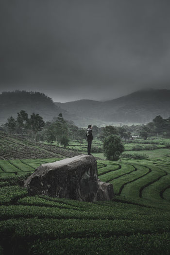 Full length of man standing on field against sky