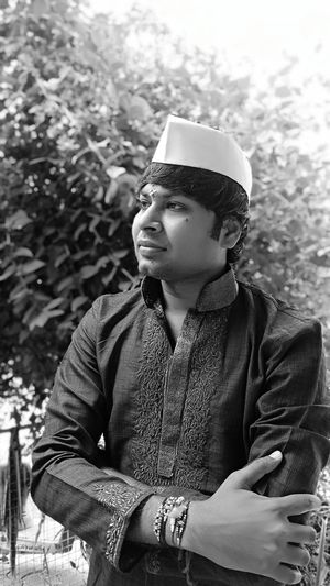 Young boy,indian traditional look,black and white