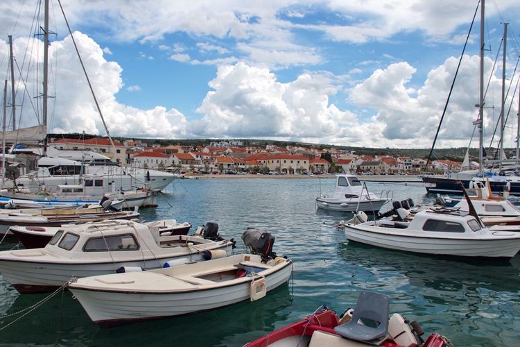 Boats and sailboats in marine of mediterranean town