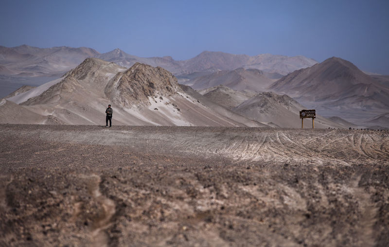 Mid distance view of man standing on landscape