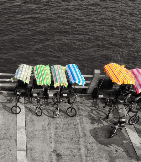 Row of multi colored objects