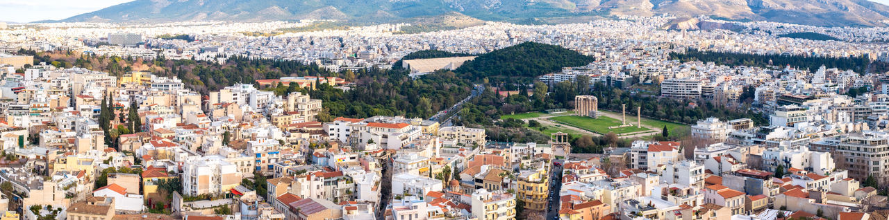 Athens, greece - february 13, 2020. panoramic view over the athens city