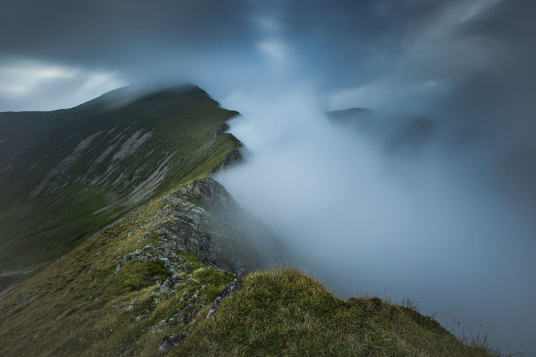 Alpine views from fagaras mountains, romania. summer carpathian landscapes.