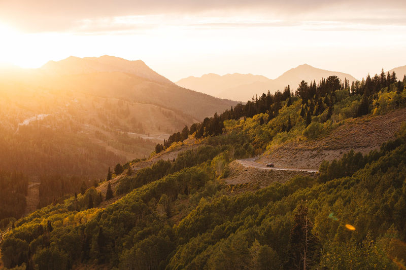 Scenic view of landscape against sky during sunset