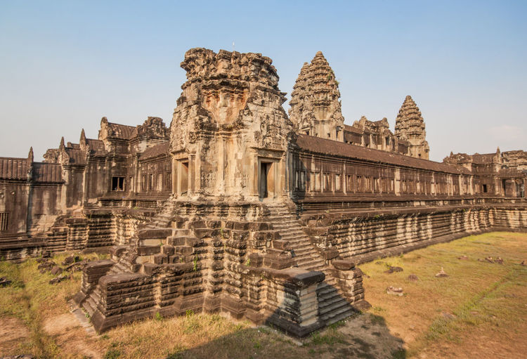 Exterior of temple against clear sky