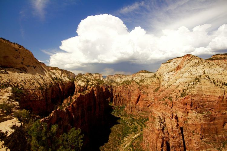 Scenic view of angels landing at zion national park