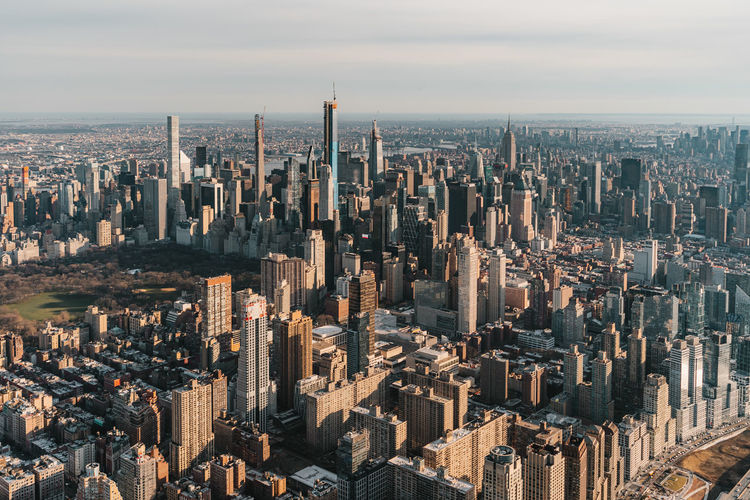 Aerial view of modern buildings in city