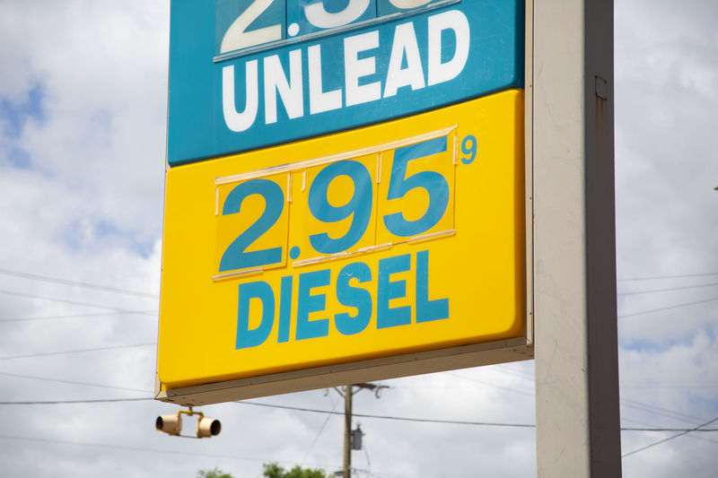 Valero gas price sign, austin, texas usa  june 06 2019 diesel gas price sign set to 2 95 per gallon