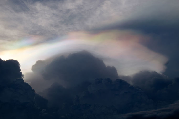 Low angle view of rainbow in sky