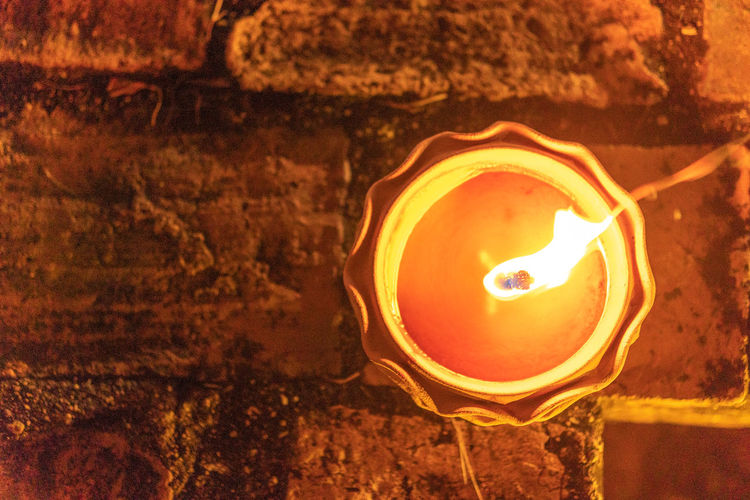 High angle view of illuminated lamp