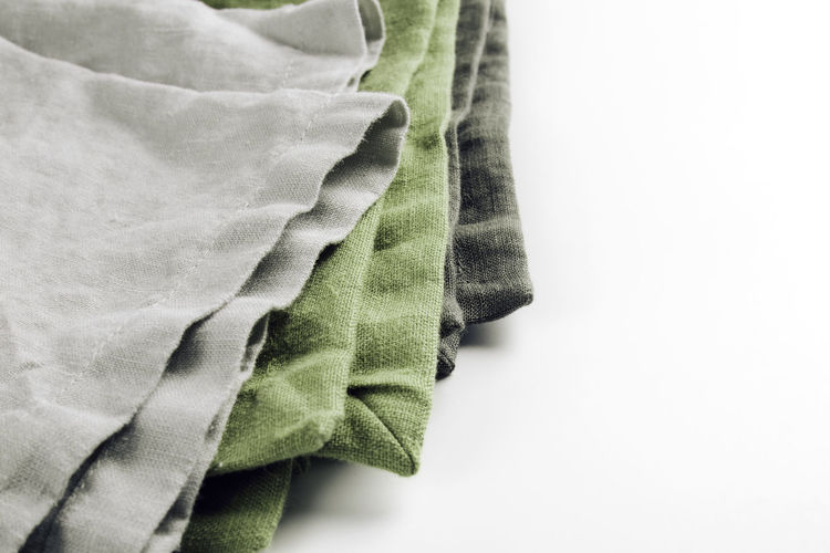 Close-up of textiles over white background