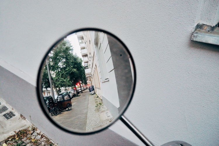 Reflection on side-view mirror