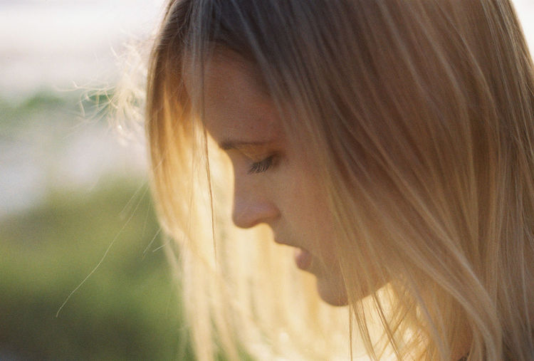 Close-up portrait of a young woman
