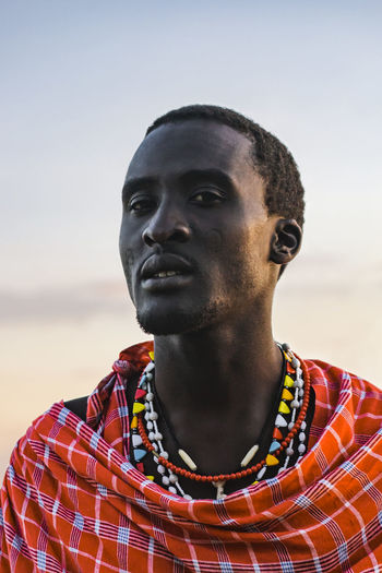 Maasai man in traditional clothes