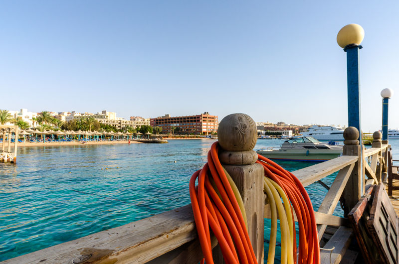 Panoramic view of sea against clear sky