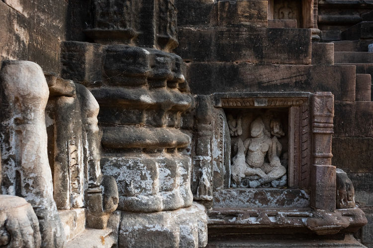 Ancient carvings on modhera sun temple in india