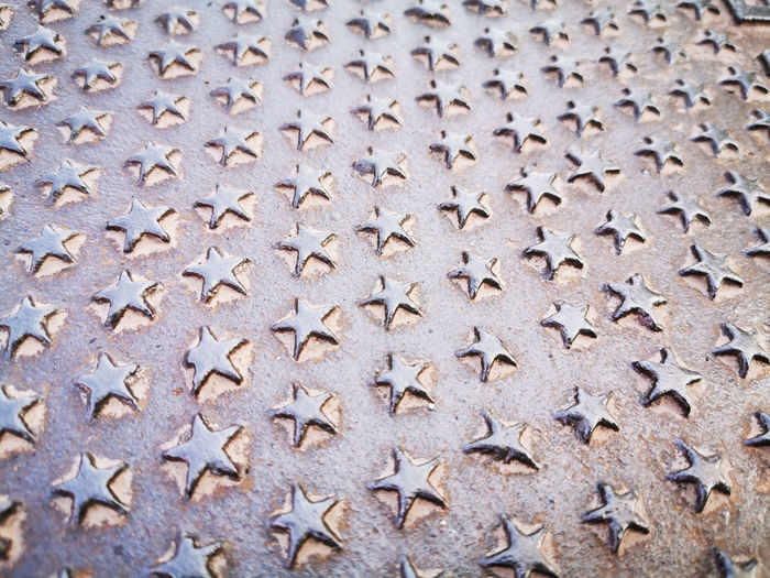 Full frame shot of star shape on metal