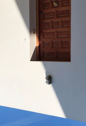 White door of building