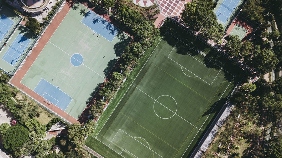 Aerial view of soccer fields
