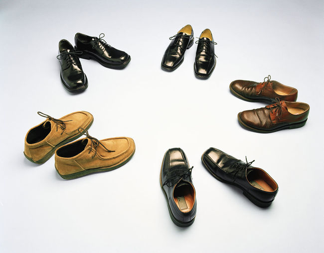 High angle view of shoes on floor