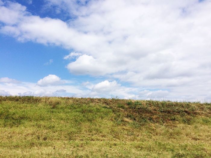 Field against cloudy sky