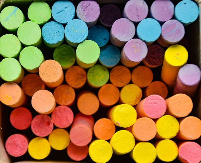 Full frame shot of multi colored chalks 