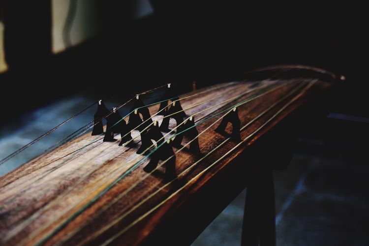 High angle view of string instrument