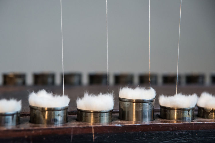 Cotton thread making at textile industry